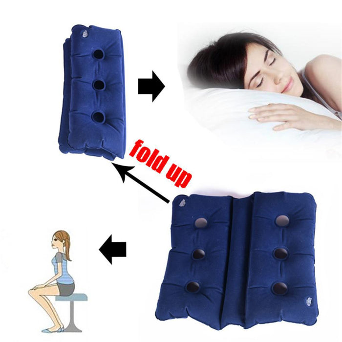 Crofta Foldable Air Inflatable Cushion Seat Chair Wheelchair Pillow Pad Dark Blue