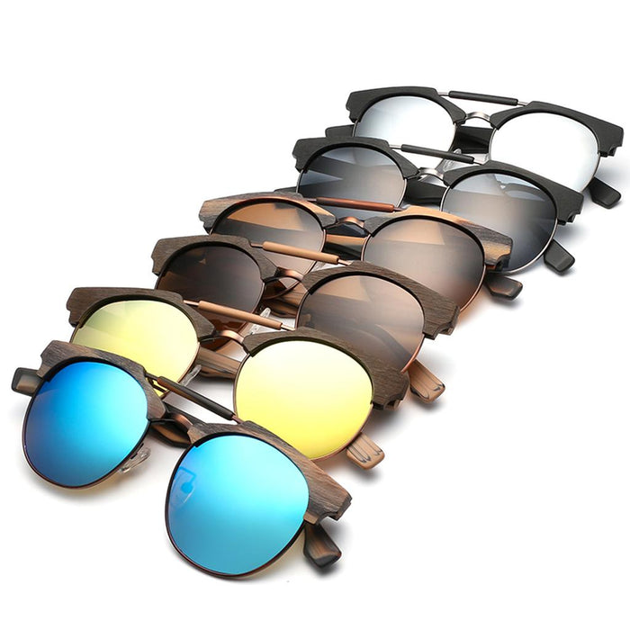 Crofta Women Men Handmade Wood UV 400 Polarized Sunglasses Eye Glasses Eyewear 05