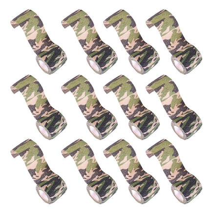 Crofta 12pcs Non Woven Self Adhesive Cohesive Wrap Bandage Tape Camo Jungle