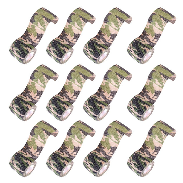 Crofta 12pcs Non Woven Self Adhesive Cohesive Wrap Bandage Tape Camo Jungle