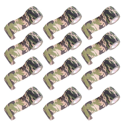 Crofta 12pcs Non Woven Self Adhesive Cohesive Wrap Bandage Tape Camo Jungle