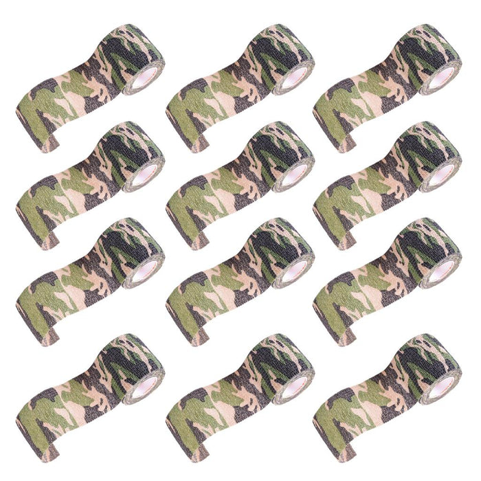 Crofta 12pcs Non Woven Self Adhesive Cohesive Wrap Bandage Tape Camo Jungle