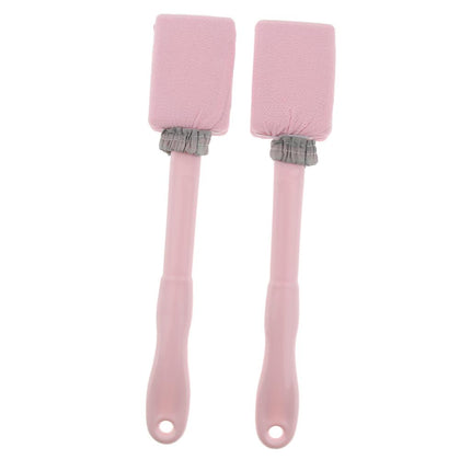 Crofta 2 Pieces Handheld Long Handle Shower Brush Exfoliating Back Scrubber Pink