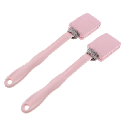 Crofta 2 Pieces Handheld Long Handle Shower Brush Exfoliating Back Scrubber Pink