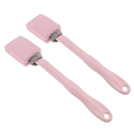 Crofta 2 Pieces Handheld Long Handle Shower Brush Exfoliating Back Scrubber Pink