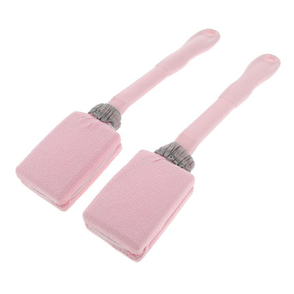 Crofta 2 Pieces Handheld Long Handle Shower Brush Exfoliating Back Scrubber Pink