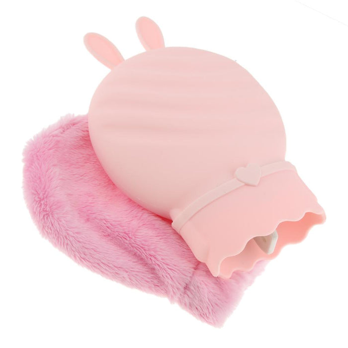 Crofta Portable Silicone Hot Water Bag Warm Heat Water Bottle with a Plush Sleeve Pink