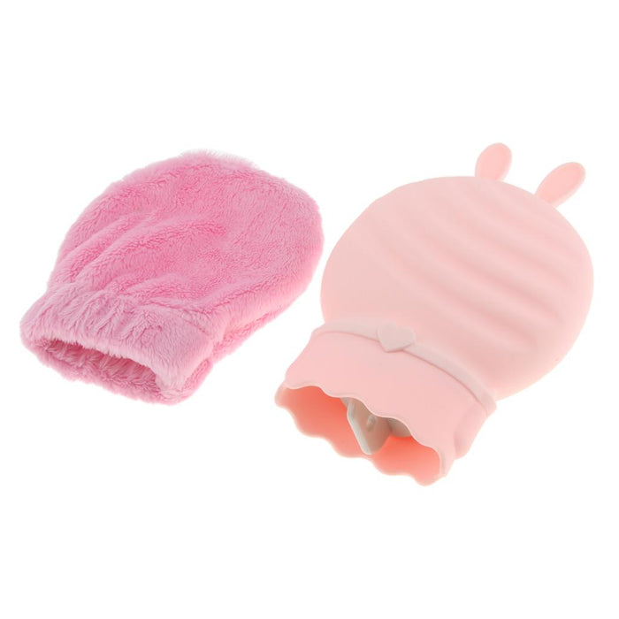 Crofta Portable Silicone Hot Water Bag Warm Heat Water Bottle with a Plush Sleeve Pink