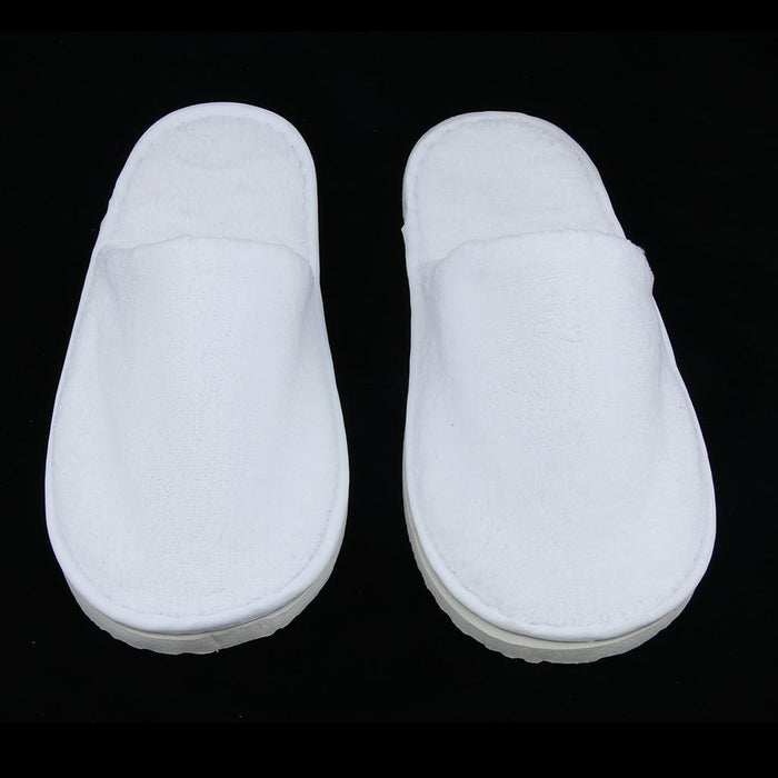 10 Pairs White Closed Toe Disposable Slippers - Fit Most Men and Women - Comfortable/Non-Slip - Perfect for Home, Hotel Commercial Use etc.