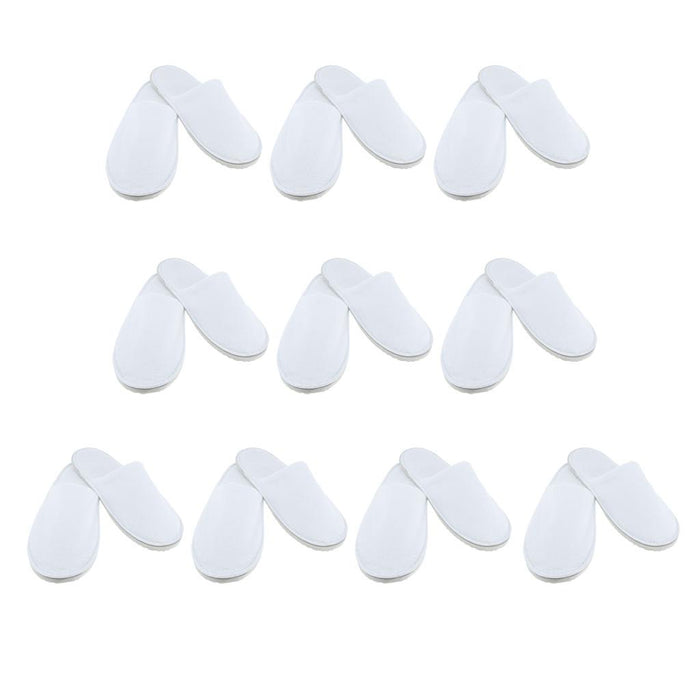 10 Pairs White Closed Toe Disposable Slippers - Fit Most Men and Women - Comfortable/Non-Slip - Perfect for Home, Hotel Commercial Use etc.