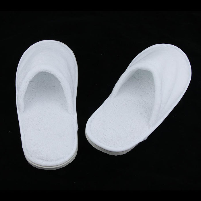 10 Pairs White Closed Toe Disposable Slippers - Fit Most Men and Women - Comfortable/Non-Slip - Perfect for Home, Hotel Commercial Use etc.