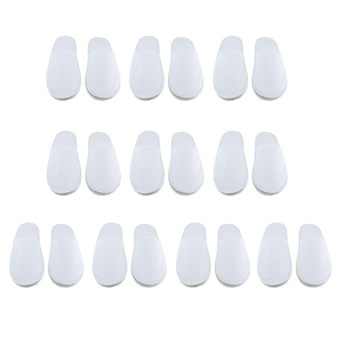 10 Pairs White Closed Toe Disposable Slippers - Fit Most Men and Women - Comfortable/Non-Slip - Perfect for Home, Hotel Commercial Use etc.