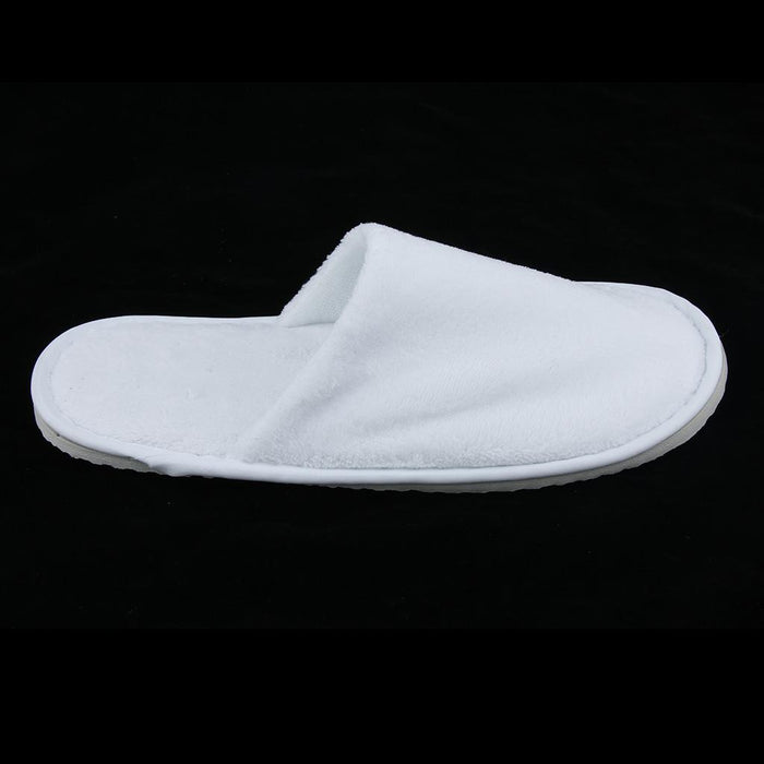 10 Pairs White Closed Toe Disposable Slippers - Fit Most Men and Women - Comfortable/Non-Slip - Perfect for Home, Hotel Commercial Use etc.