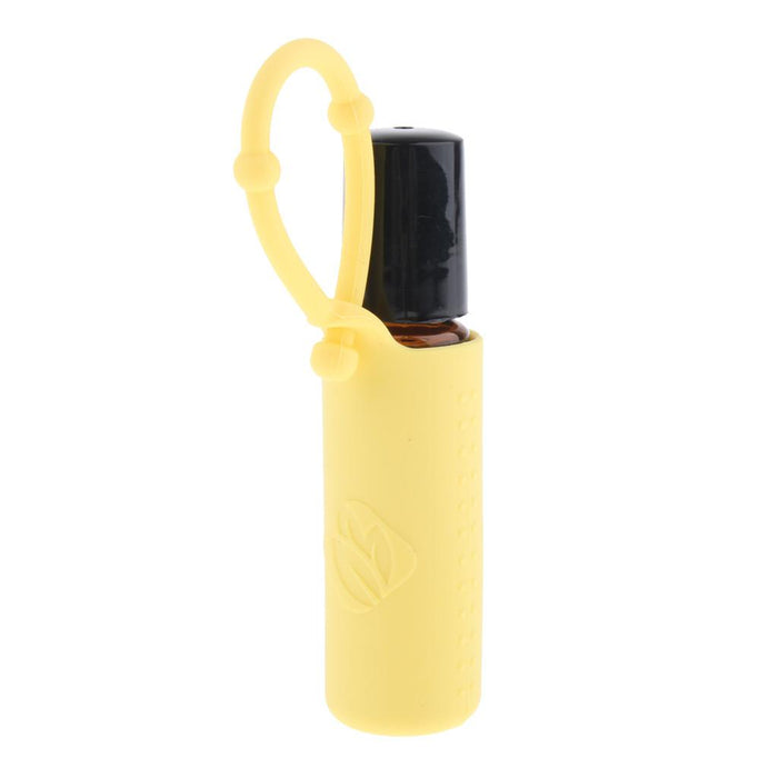 Crofta 10ml Refillable Essential Oil Bottle with Roller Ball+Silicone Cover Yellow