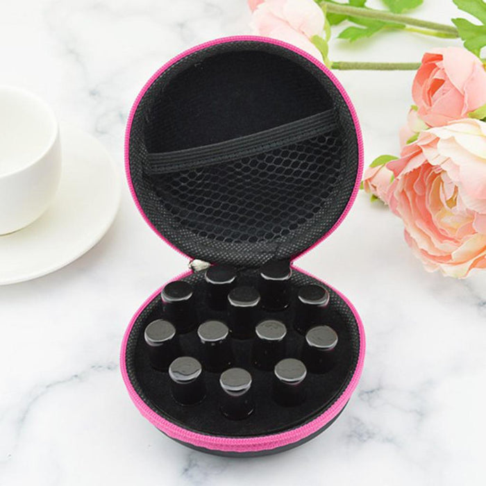 12 Compartment Round Mini Small Essential Oils Bag Travel Storage Carrying Case Zip Pouch Holder For 1ml 2ml Bottles