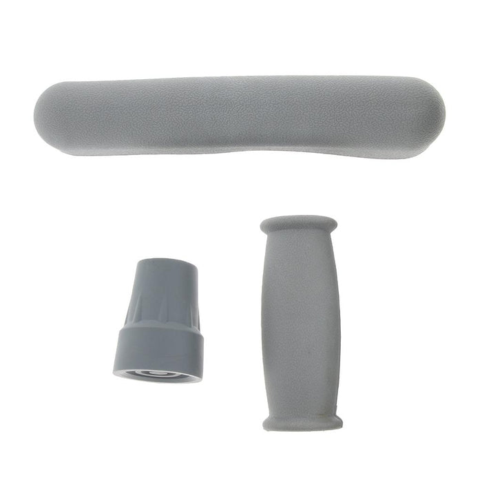 Crofta 1 Set Crutch Accessory Kit Crutch Pad+Handle Grip Covers+Tip Cover Gray