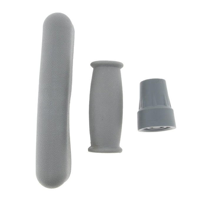 Crofta 1 Set Crutch Accessory Kit Crutch Pad+Handle Grip Covers+Tip Cover Gray