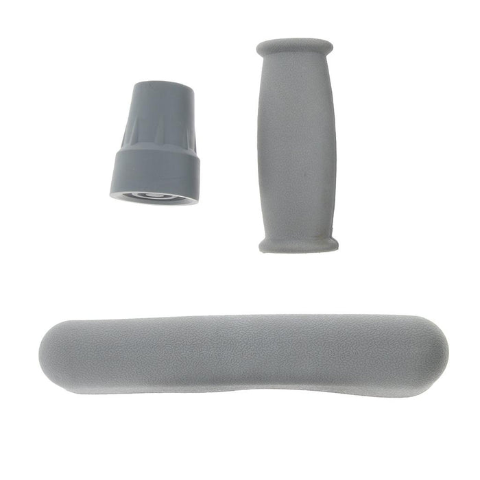 Crofta 1 Set Crutch Accessory Kit Crutch Pad+Handle Grip Covers+Tip Cover Gray