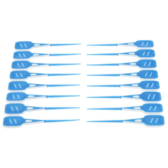 16 Pieces Silicone Interdental Brush, Toothpick Tooth Flossing Oral Hygiene Brush, Tooth Cleaning Tool, for Women Men Blue