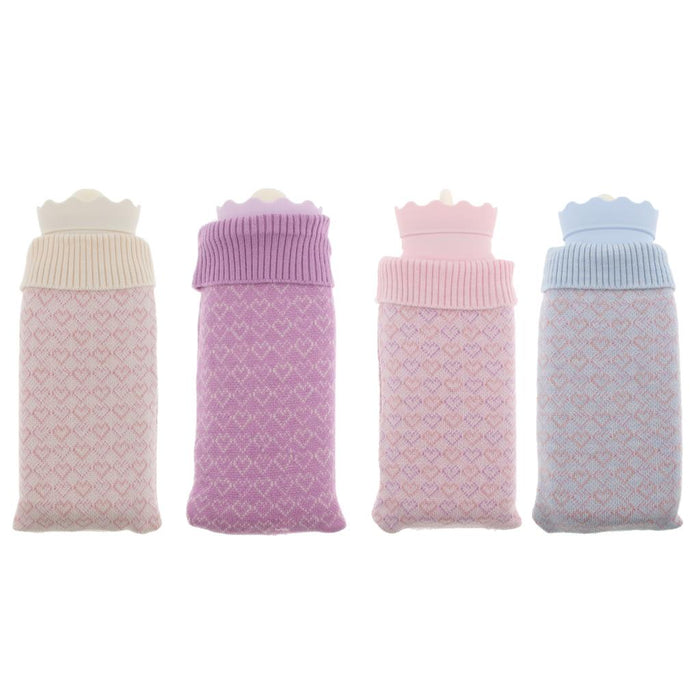 Crofta Portable Heat Water Bag Hot Water Bottle with Knit Cover for Warming Beige