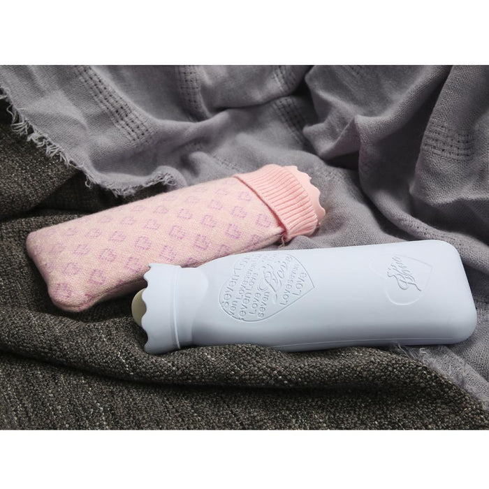 Crofta Portable Heat Water Bag Hot Water Bottle with Knit Cover for Warming Beige