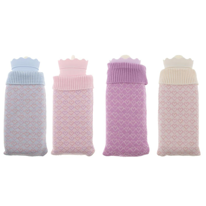 Crofta Portable Heat Water Bag Hot Water Bottle with Knit Cover for Warming Beige