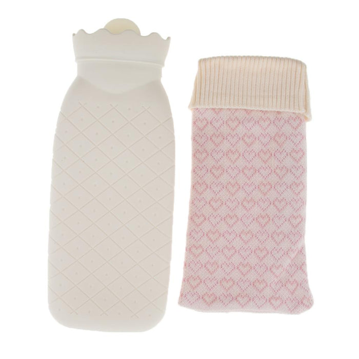 Crofta Portable Heat Water Bag Hot Water Bottle with Knit Cover for Warming Beige