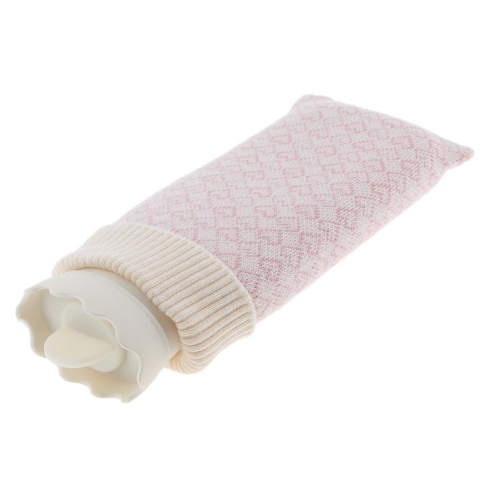 Crofta Portable Heat Water Bag Hot Water Bottle with Knit Cover for Warming Beige