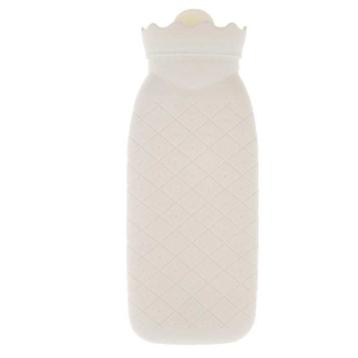 Crofta Portable Heat Water Bag Hot Water Bottle with Knit Cover for Warming Beige