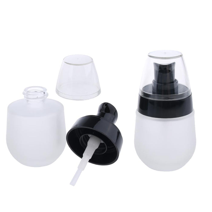 Crofta 2 Pieces 30ml Frosting Glass Refillable Empty Pump Spray Bottle Black Pump