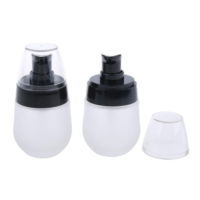 Crofta 2 Pieces 30ml Frosting Glass Refillable Empty Pump Spray Bottle Black Pump