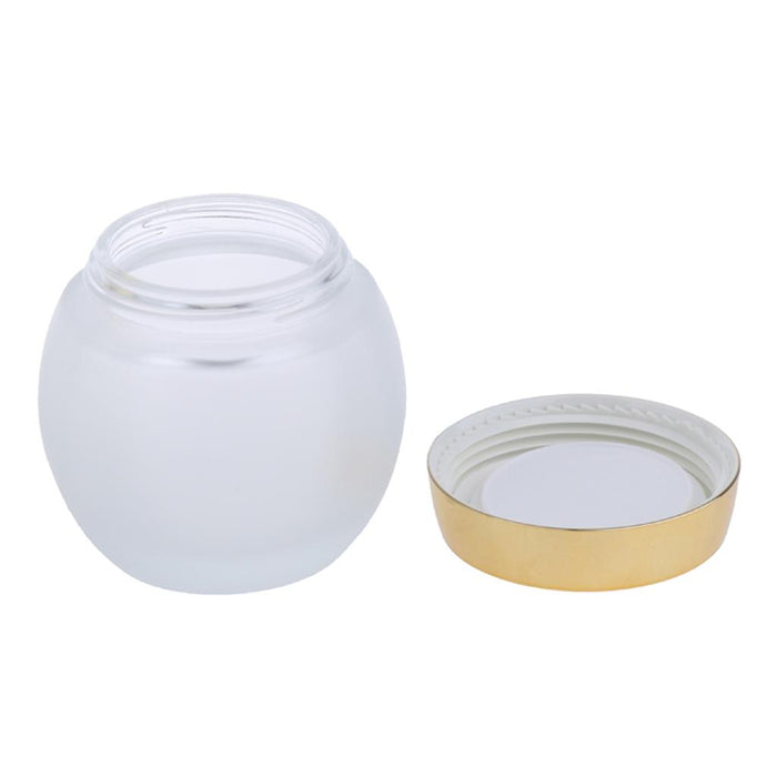 Crofta 120g Frosted Glass Mask Jar Cream Containers Cosmetic Empty Can Gold Lid