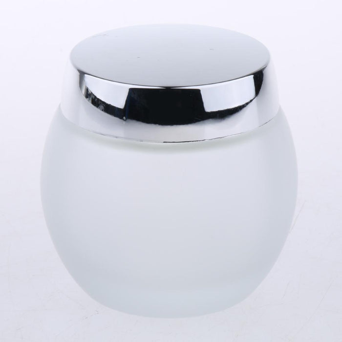 Crofta 120g Frosted Glass Mask Jar Cream Containers Cosmetic Empty Can Sliver Lid