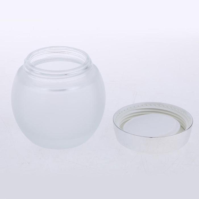 Crofta 120g Frosted Glass Mask Jar Cream Containers Cosmetic Empty Can Sliver Lid