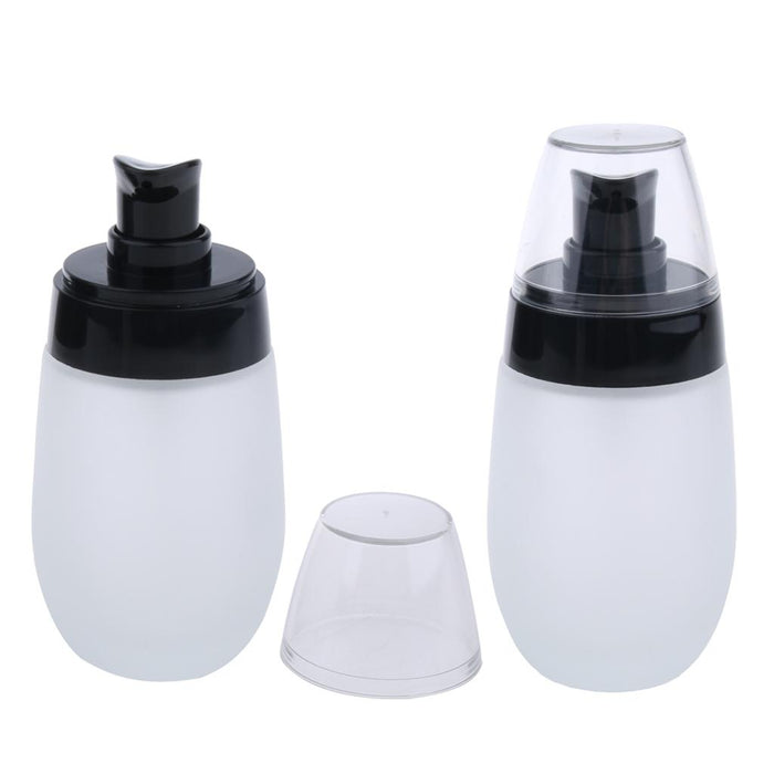 Crofta 2 Pieces 50ml Frosting Glass Refillable Empty Pump Spray Bottle Black