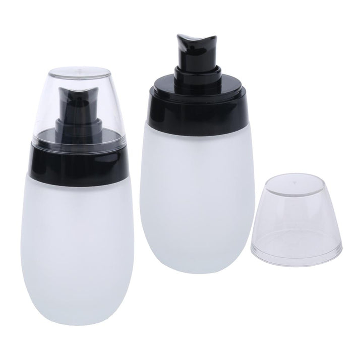 Crofta 2 Pieces 50ml Frosting Glass Refillable Empty Pump Spray Bottle Black