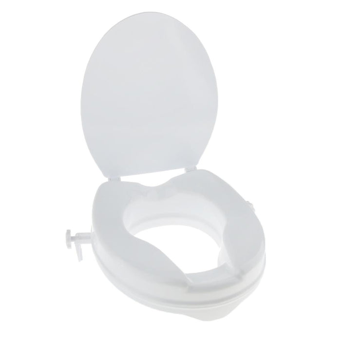 Crofta White Toilet Seat Riser Raised Safety Chair Lifter Extender with Cover