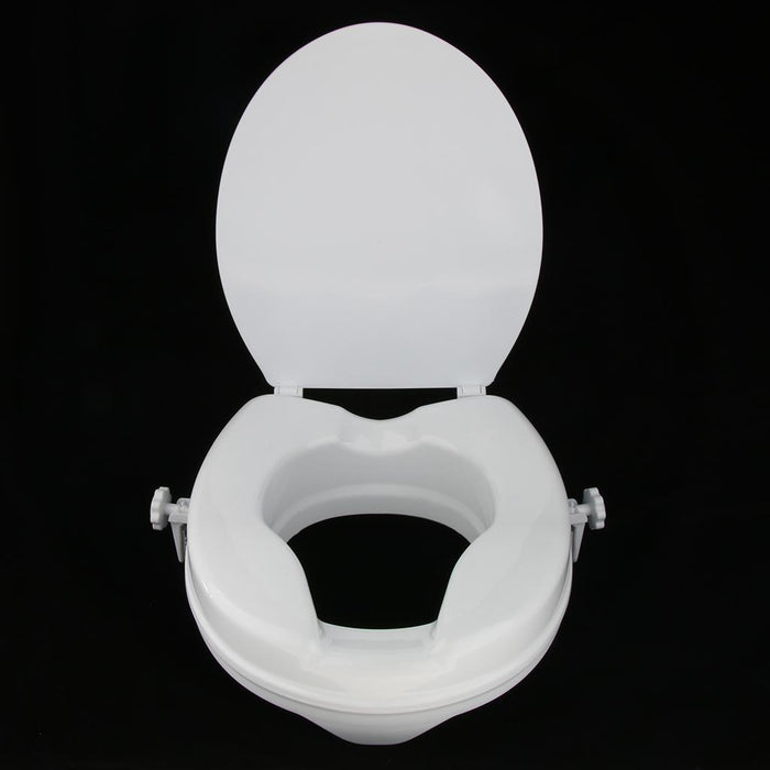 Crofta White Toilet Seat Riser Raised Safety Chair Lifter Extender with Cover