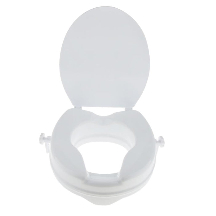 Crofta White Toilet Seat Riser Raised Safety Chair Lifter Extender with Cover