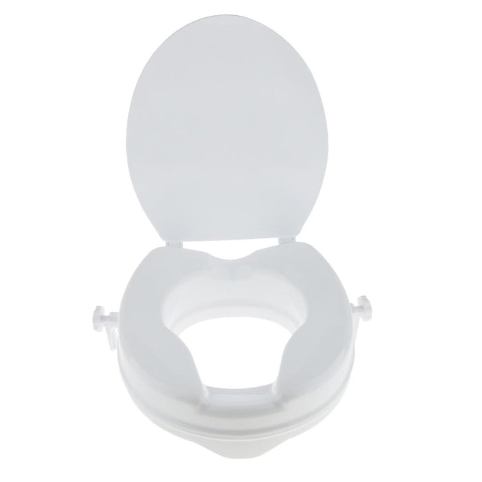 Crofta White Toilet Seat Riser Raised Safety Chair Lifter Extender with Cover