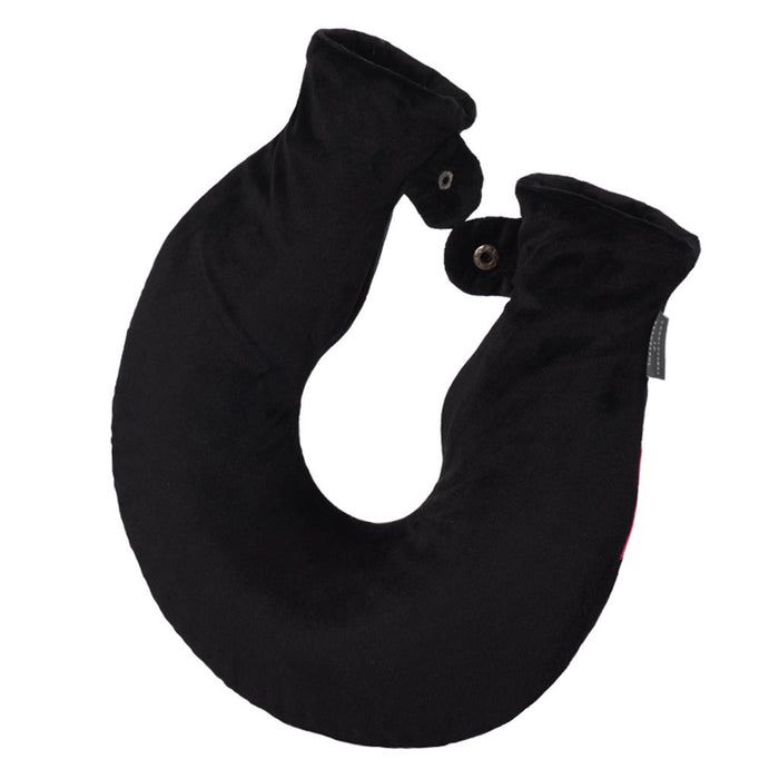 Crofta 1.4L U Shaped Hot Water Bottle Bag with Cover Set for Neck Pain Stiff Black