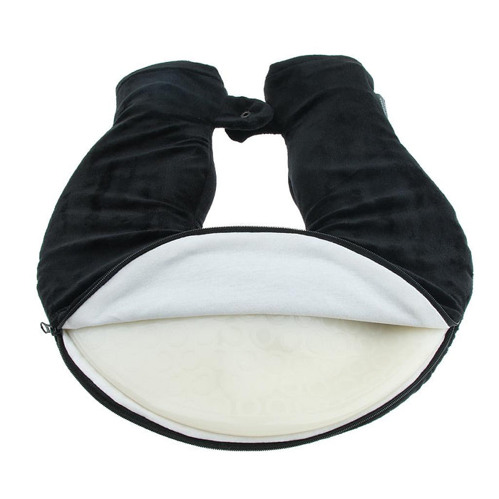 Crofta 1.4L U Shaped Hot Water Bottle Bag with Cover Set for Neck Pain Stiff Black