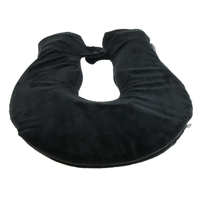 Crofta 1.4L U Shaped Hot Water Bottle Bag with Cover Set for Neck Pain Stiff Black