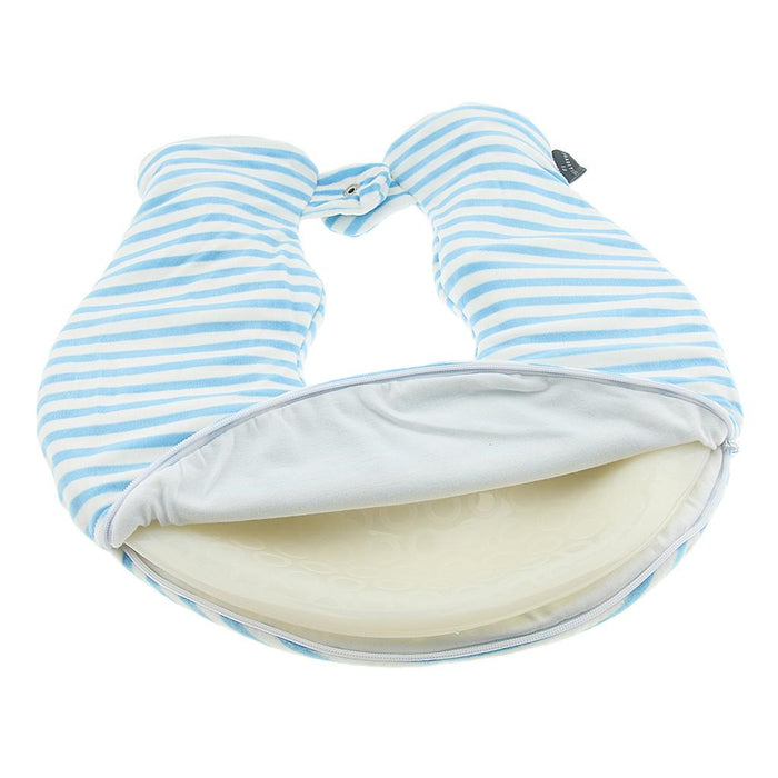 Crofta 1.4L U Shaped Hot Water Bottle Bag with Cover Set for Neck Pain Stiff Blue