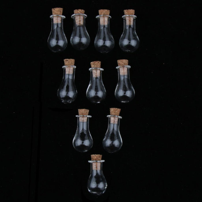 Crofta 10pcs Mini Empty Glass Wishing Bottles Perfume Jars with Cork Stoppers 12