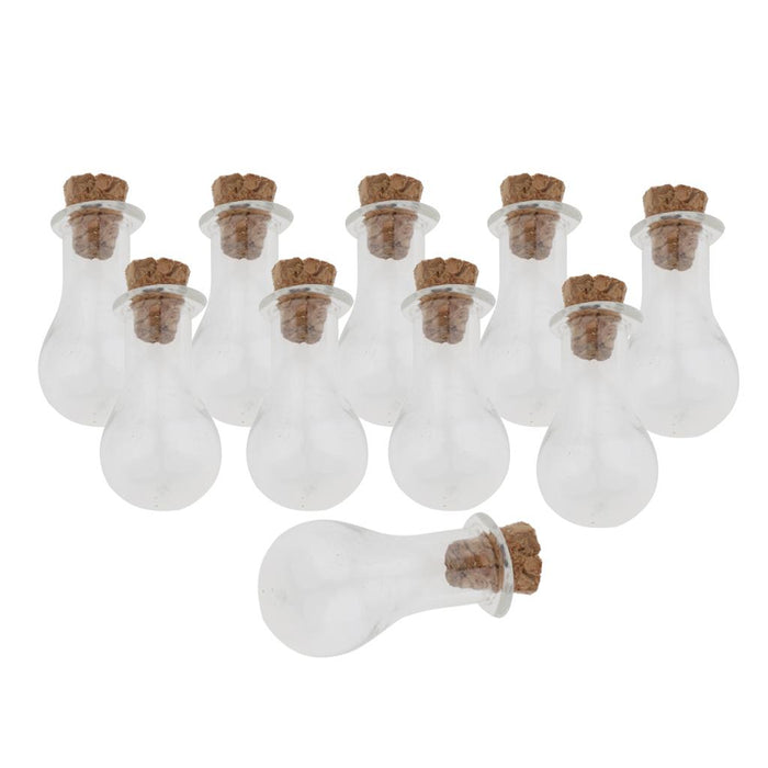 Crofta 10pcs Mini Empty Glass Wishing Bottles Perfume Jars with Cork Stoppers 12