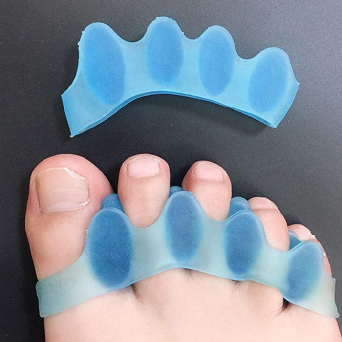 Crofta 2 Pairs Elastic Silicone Gel Toe Hallux Valgus Separators Straighteners Blue