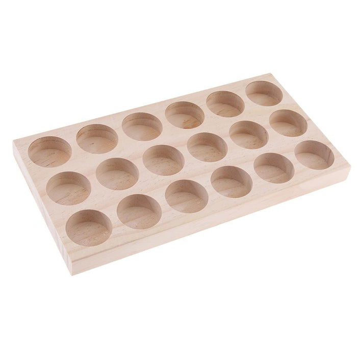 Crofta 18 Slots Essential Oil Holder Display Wooden Storage Case Tray Organizer