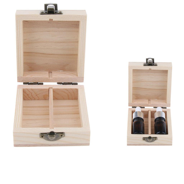 2 Grids 15ml Wooden Essential Oil Storage Box Aromatherapy Organizer Case