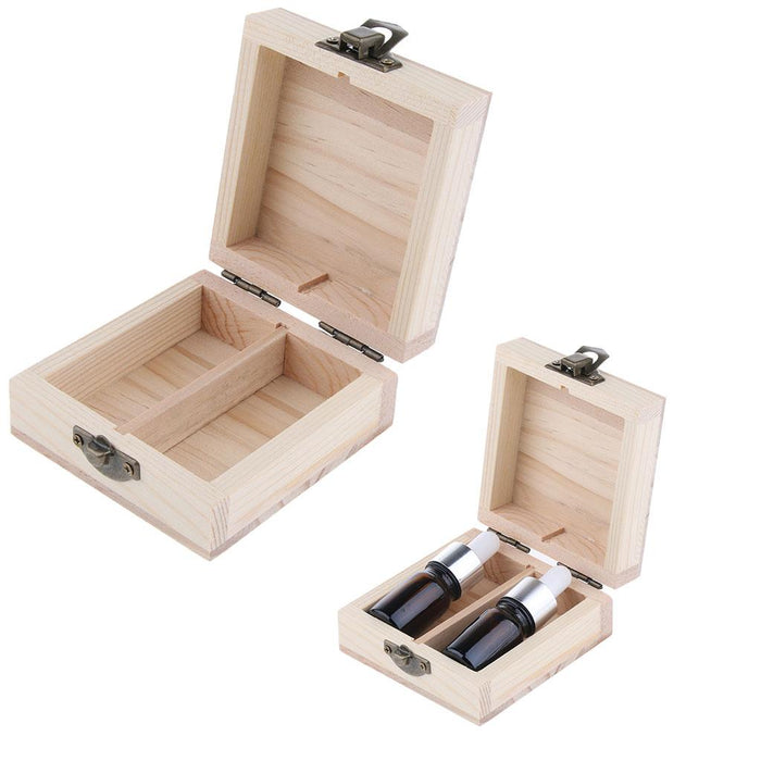 2 Grids 15ml Wooden Essential Oil Storage Box Aromatherapy Organizer Case